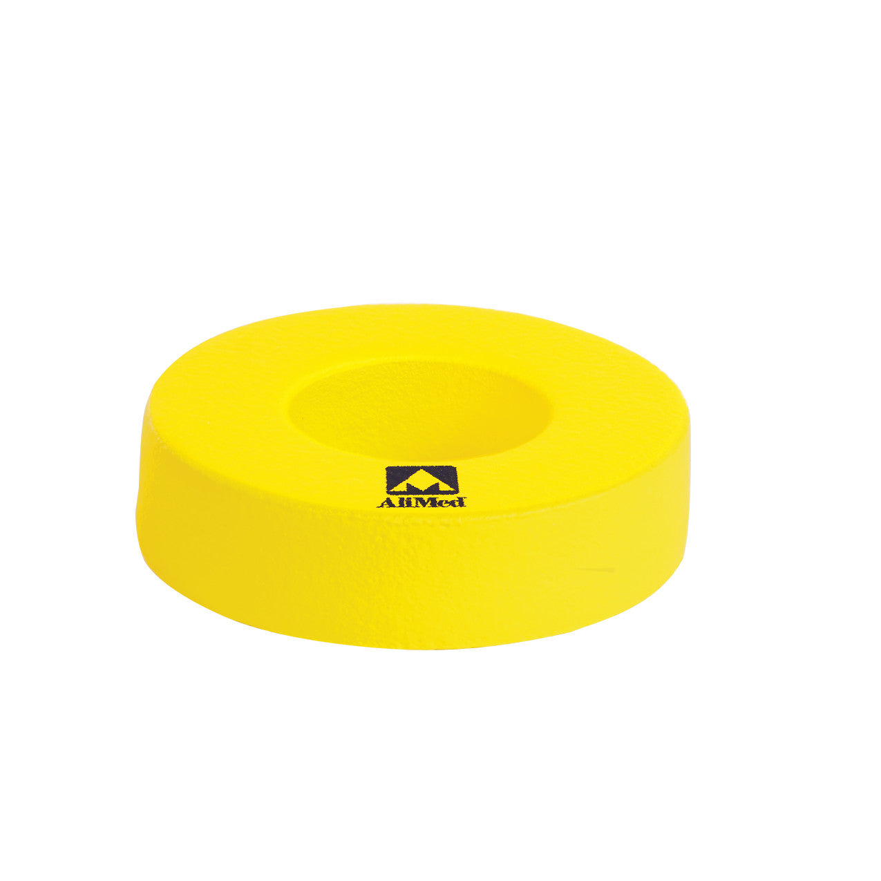 The AliMed Protecta-Coat Head Donut is a yellow ring-shaped support cushion designed for head stabilization.