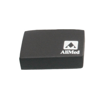 A black AliMed MRI Immobilization Positioner with a white logo on the top right corner against a white background.