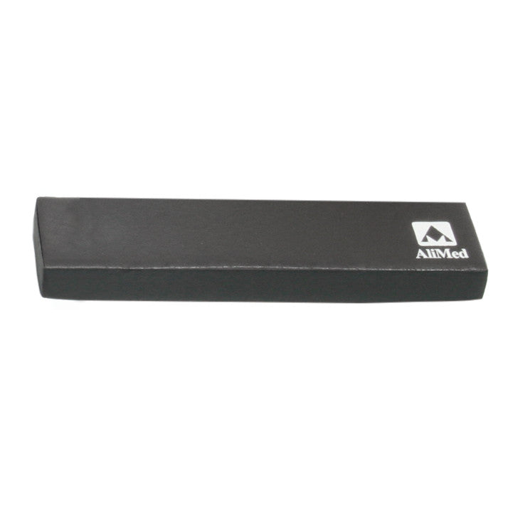 Black AliMed MRI Immobilization Positioner with a logo on the right side. It's a rectangular cushion for medical use.
