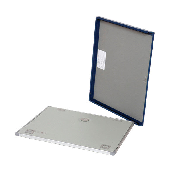 XRAC EZ Slide X-Ray Grid Encasement, 10"W x 12"L, 103 LPI, showing two pieces: a gray panel and a blue-framed back piece.