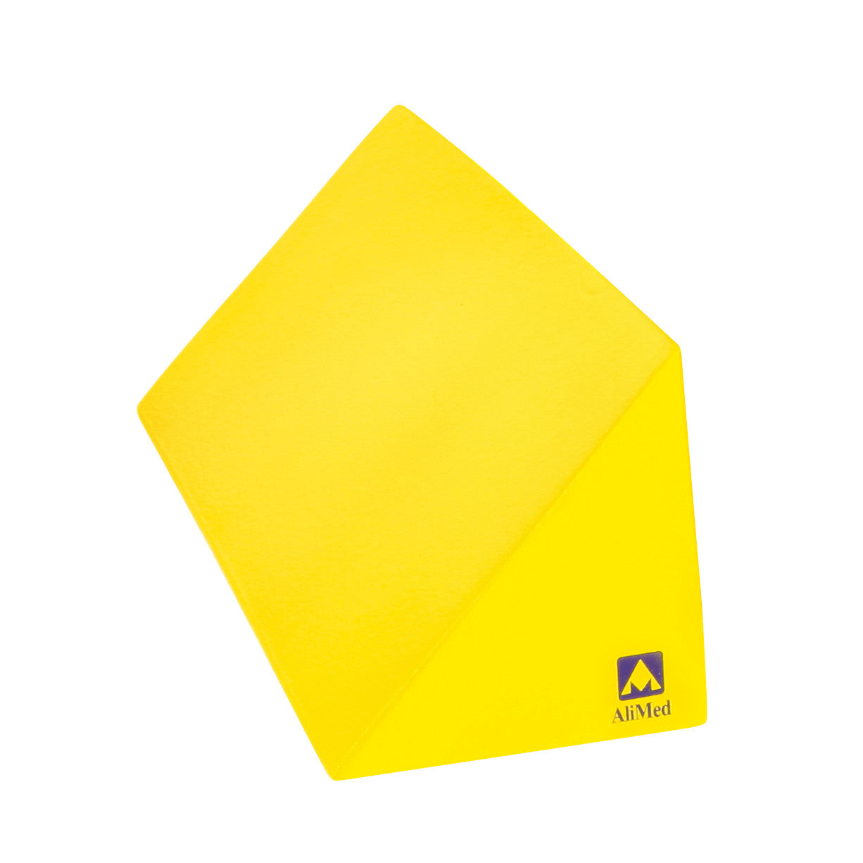 A yellow AliMed Protecta-Coat 45 Degree Wedge Positioner with a visible logo in the corner, set against a white background.