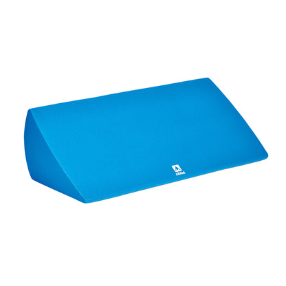 A blue AliMed InvisiCoat 35/55 Degree Wedge Positioner, with a sloped design, used for body support or positioning.