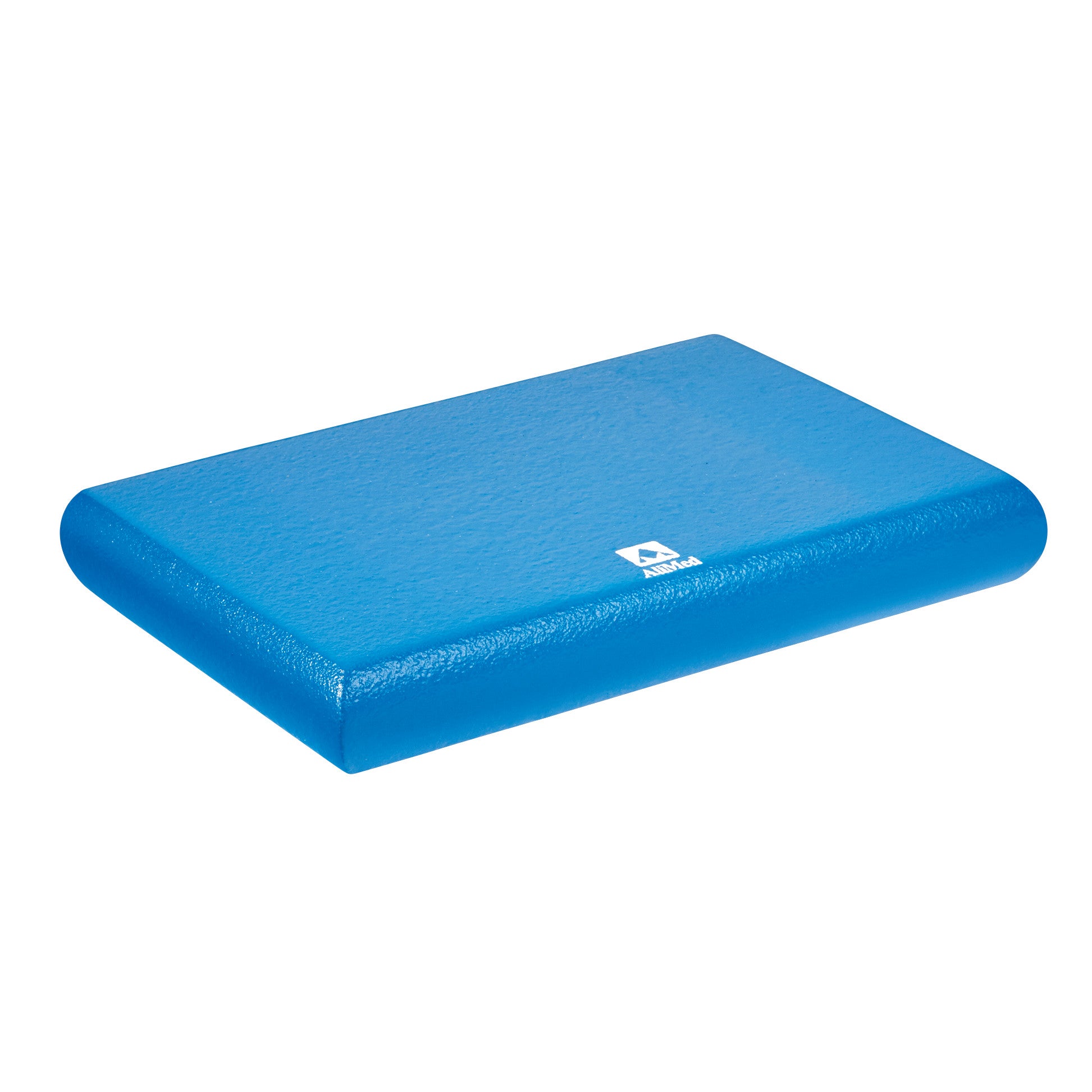 A blue AliMed InvisiCoat Rectangle Positioner with a textured surface, designed for comfortable and stable patient positioning.