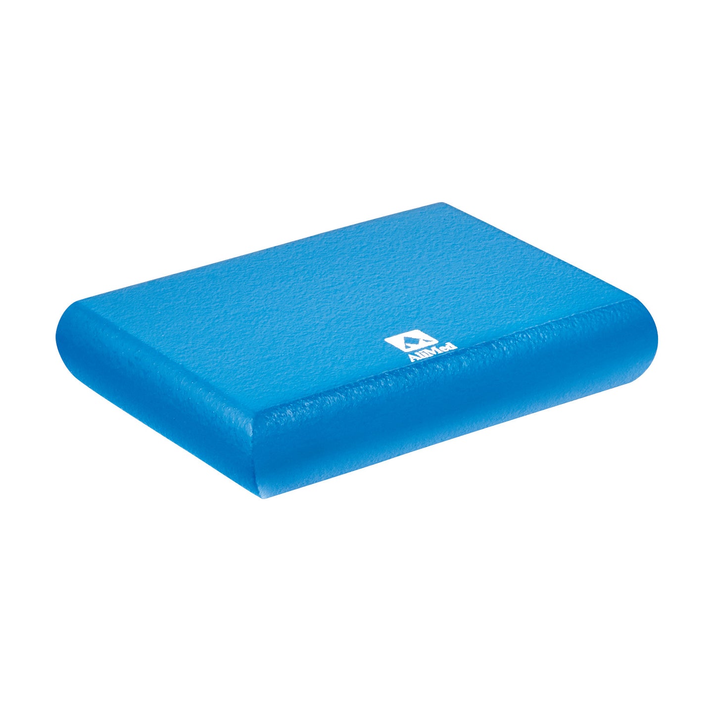 A blue AliMed InvisiCoat Rectangle Positioner with a textured surface and logo, designed for body support and positioning.