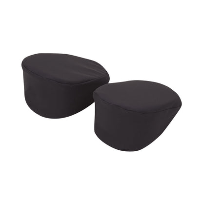 Two black MRI Curved Wedge Positioners designed for support and positioning during MRI scans, placed against a white background.