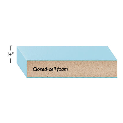 The AliMed Support Surface for GE 1.5T/3T MRI Tables, featuring a  1/2" thick blue closed-cell foam layer.