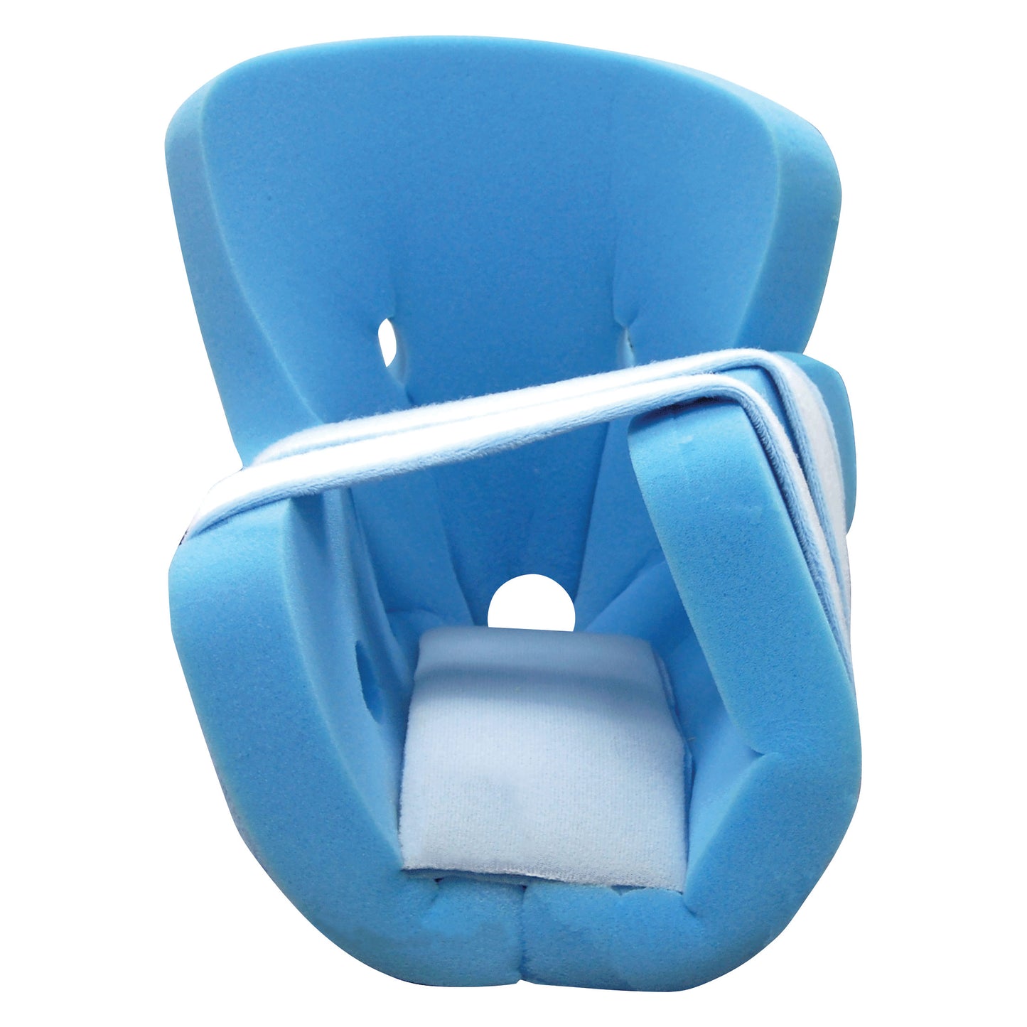 A blue SkiL-Care Foam Pressure-Relieving Heel Protector with adjustable straps designed for foot support.