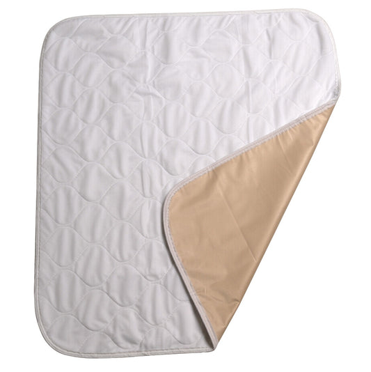 The image depicts a Halo Shield Odor Eliminating Underpad with a quilted white top layer and a beige, waterproof backing.