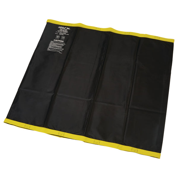 The AliMed No-Lift TURNER is a black and yellow transfer sheet with handles and caution instructions printed on it.