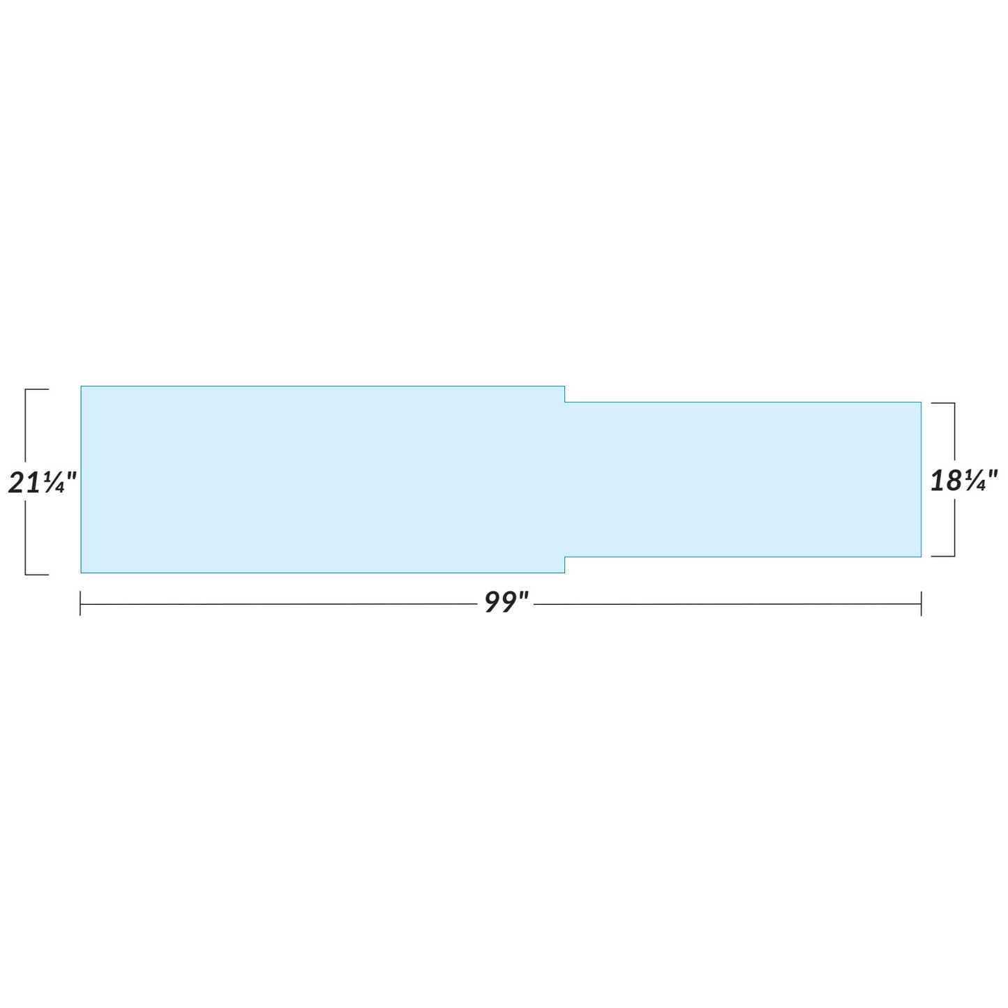 Diagram of AliMed Support Surface for Philips Poly C Cardiac Cath Table, showing 99" length, 21" width, and 18" width sections.