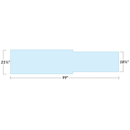 Diagram of AliMed Support Surface for Philips Poly C Cardiac Cath Table, showing 99" length, 21" width, and 18" width sections.