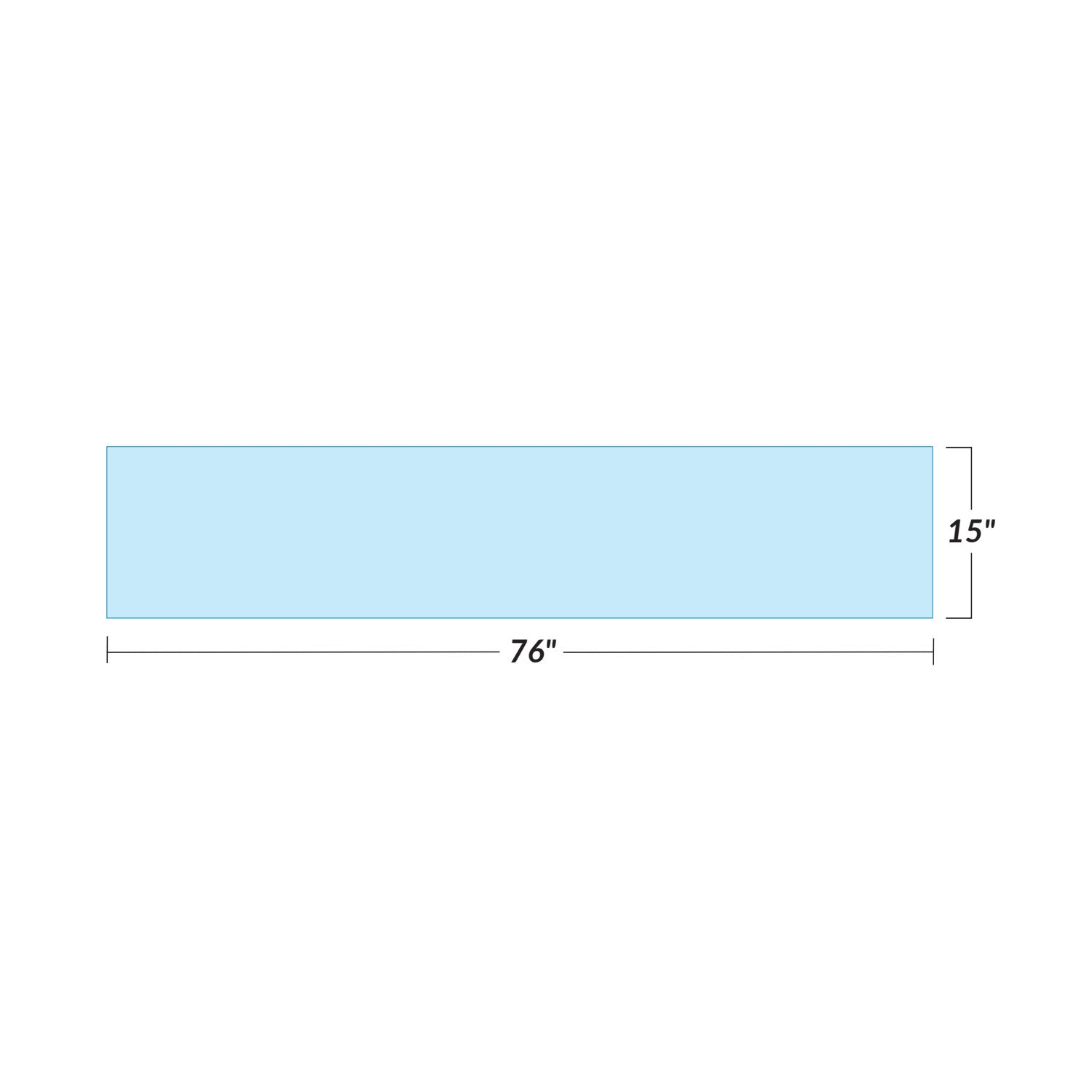 Light blue rectangular pad measures 76 inches by 15 inches, labeled as AliMed Support Surface for Siemens HIQ Short Imaging Table.