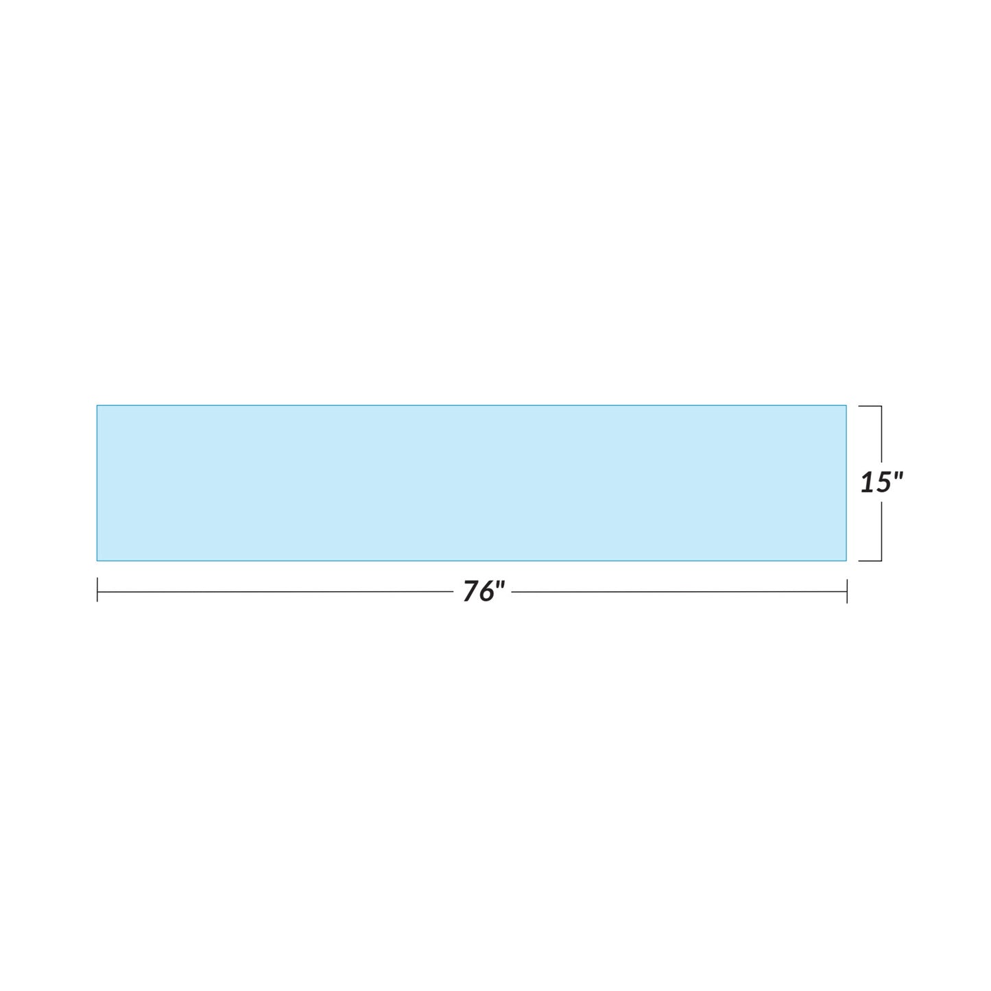 Light blue rectangular pad measures 76 inches by 15 inches, labeled as AliMed Support Surface for Siemens HIQ Short Imaging Table.