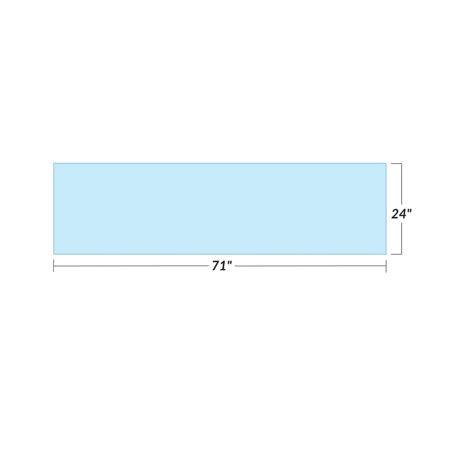 Diagram of the AliMed Nuclear Special Procedures X-Ray Support Surface, measuring 71 inches long and 24 inches wide.