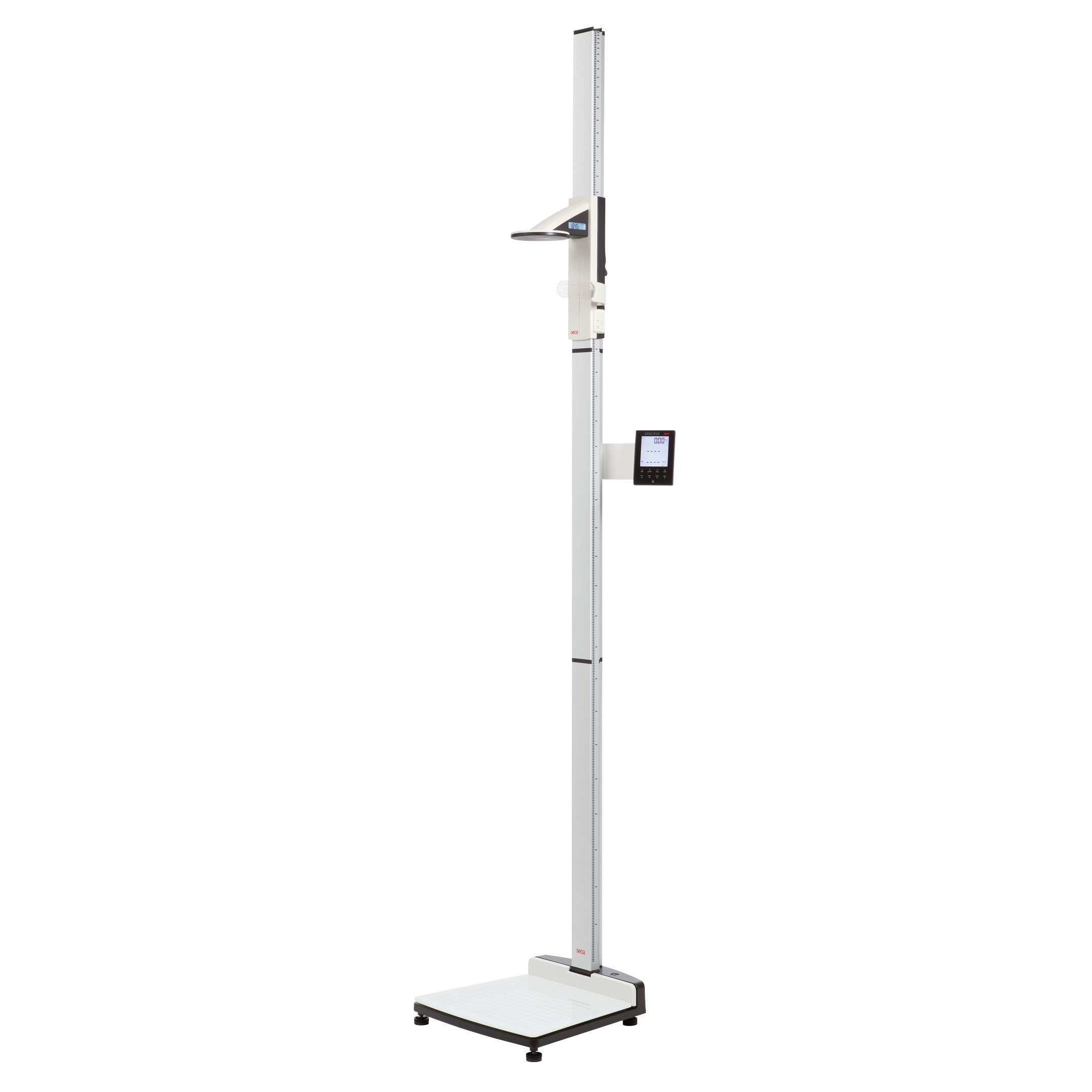 The seca 284 Wireless Measuring Station is a medical device used for measuring height and weight, featuring a digital display and sturdy base.