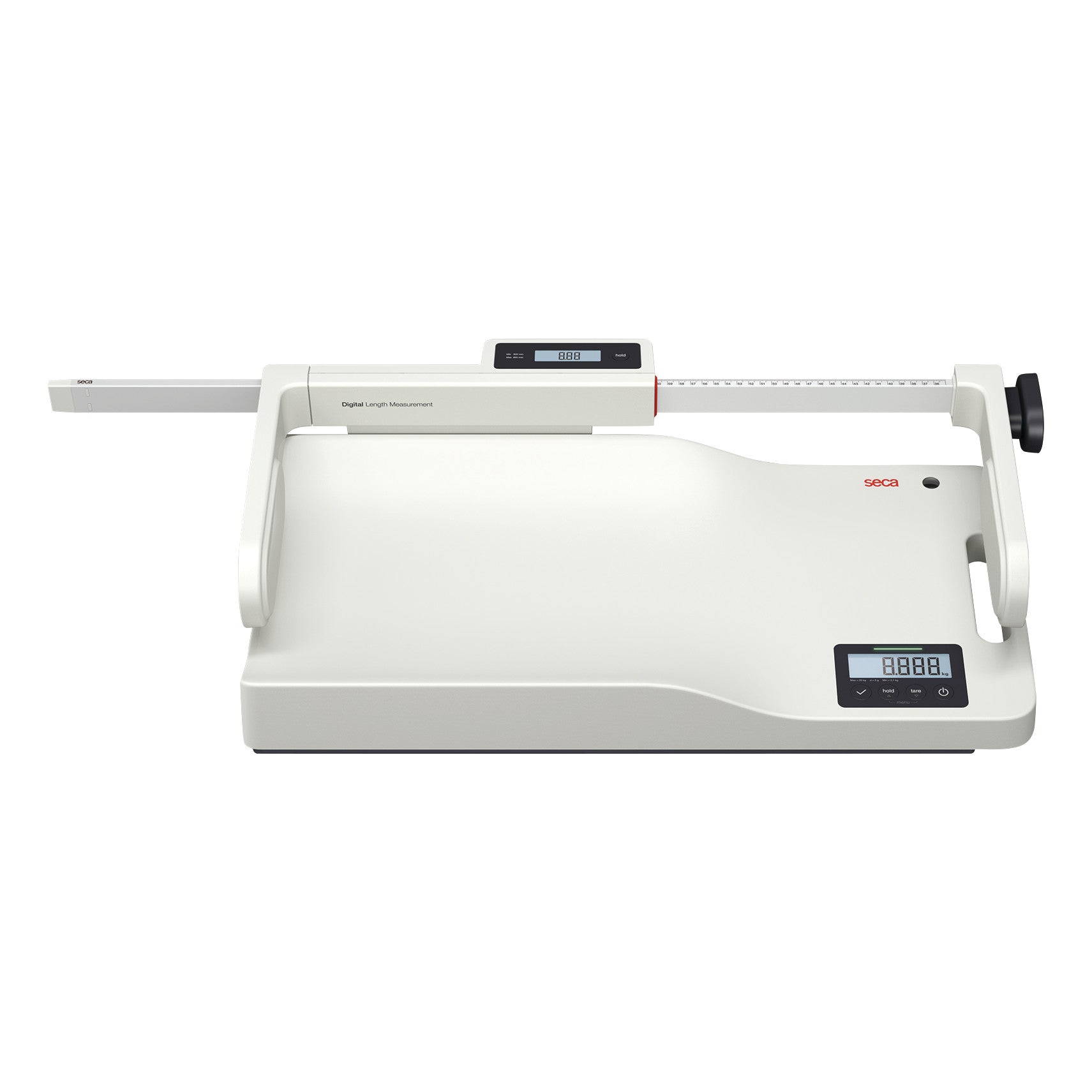 The seca 333i Baby Scale with Wi-Fi Function features digital displays for weight and length measurement, designed for infant use.