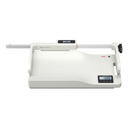 The seca 333i Baby Scale with Wi-Fi Function features digital displays for weight and length measurement, designed for infant use.