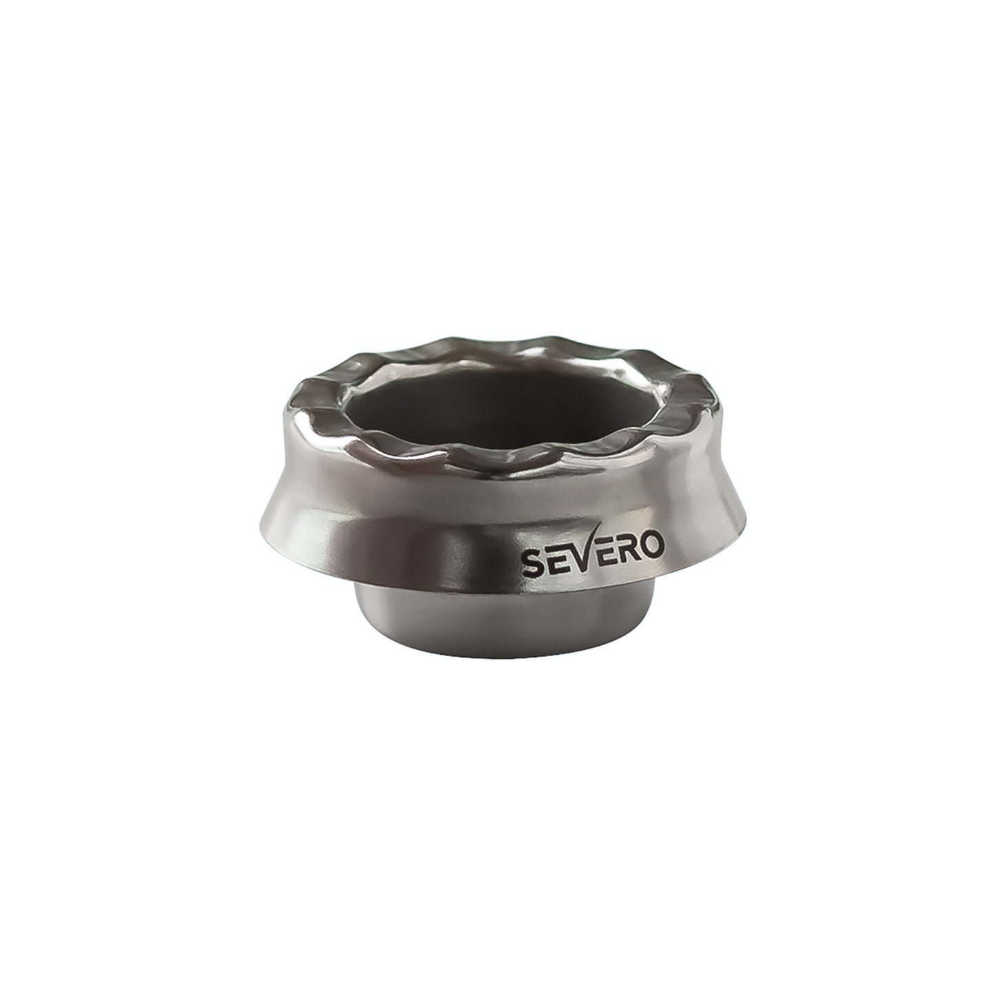 Metal Grinding Head for Severo Electric Pill Grinder, featuring a wavy-edged, metallic design.