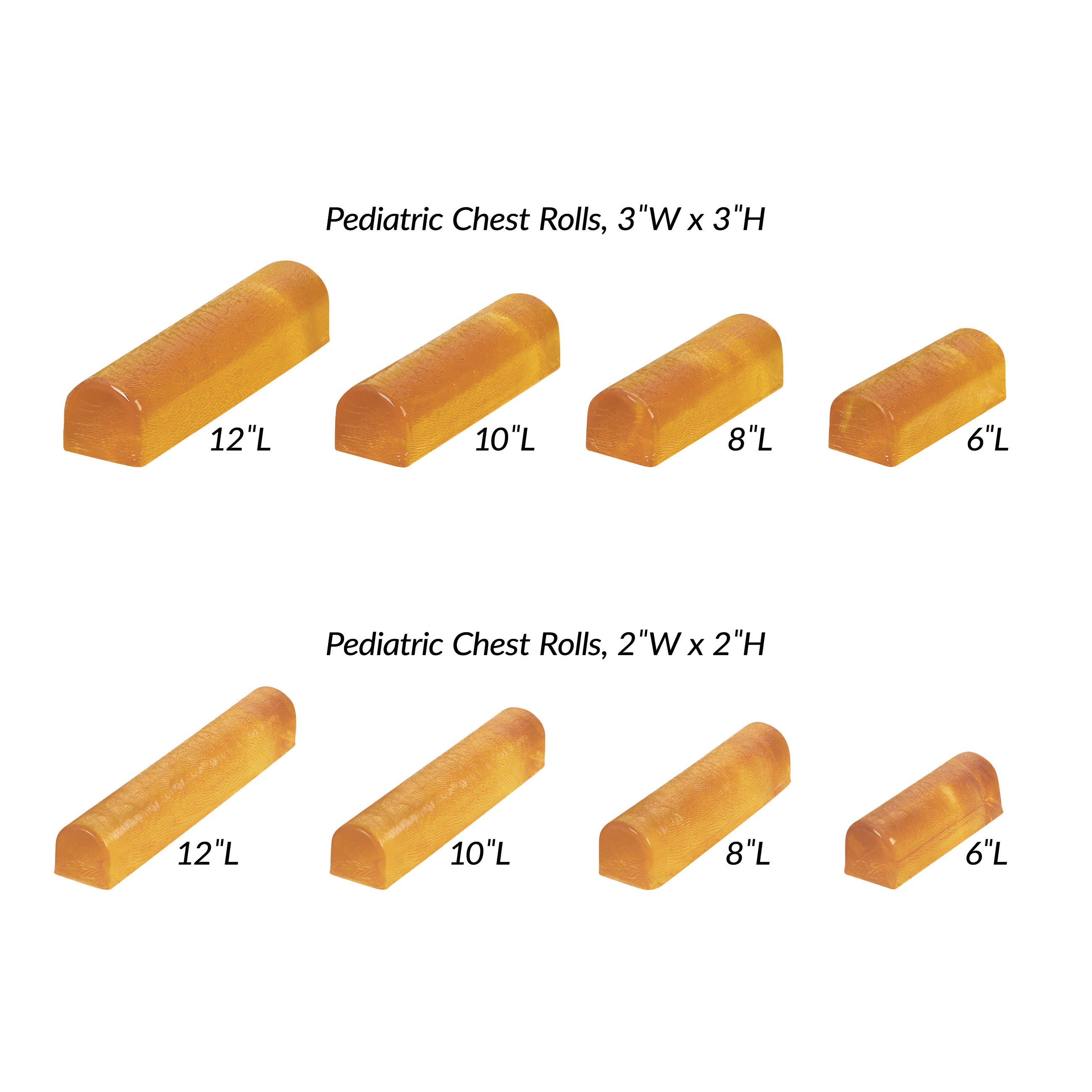 AliMed AliGel Chest Rolls, used for pediatric support, shown in multiple sizes