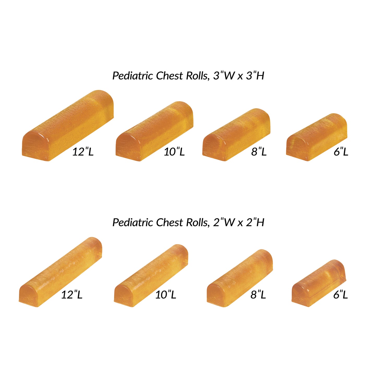 AliMed AliGel Chest Rolls, used for pediatric support, shown in multiple sizes