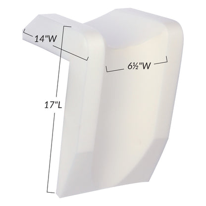 The AliMed Arthroscopic Well-Leg Holder, a white support device with labeled dimensions: 14"W, 6.5"W, and 17"L.