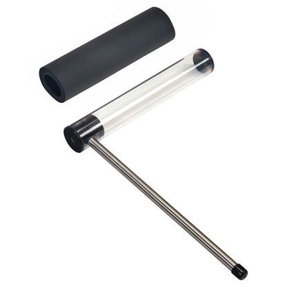 AliMed Radiolucent Total Knee Replacement (TKR) Support featuring a clear tube with a metal arm and a black padded foam cylinder.