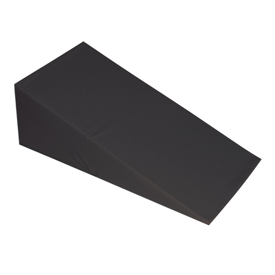 A black AliMed Vinyl-Covered 20 Degree Large Wedge Positioner, shown from a side angle against a white background.