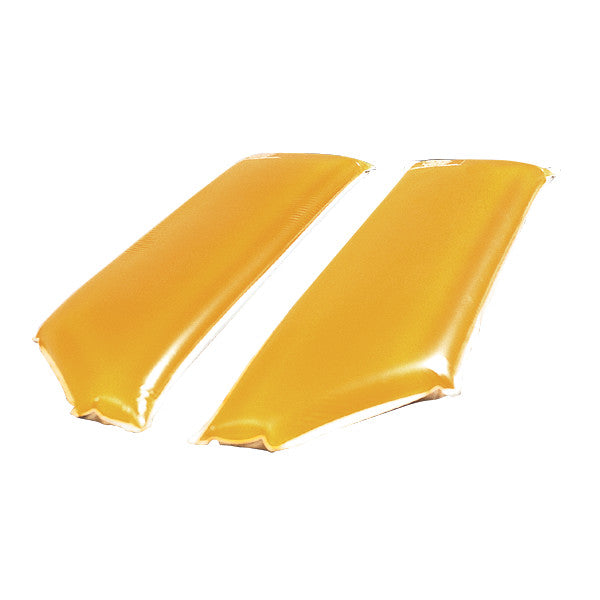 Two yellow AliMed AliGel Chest Positioners are shown side by side, designed for medical positioning support.