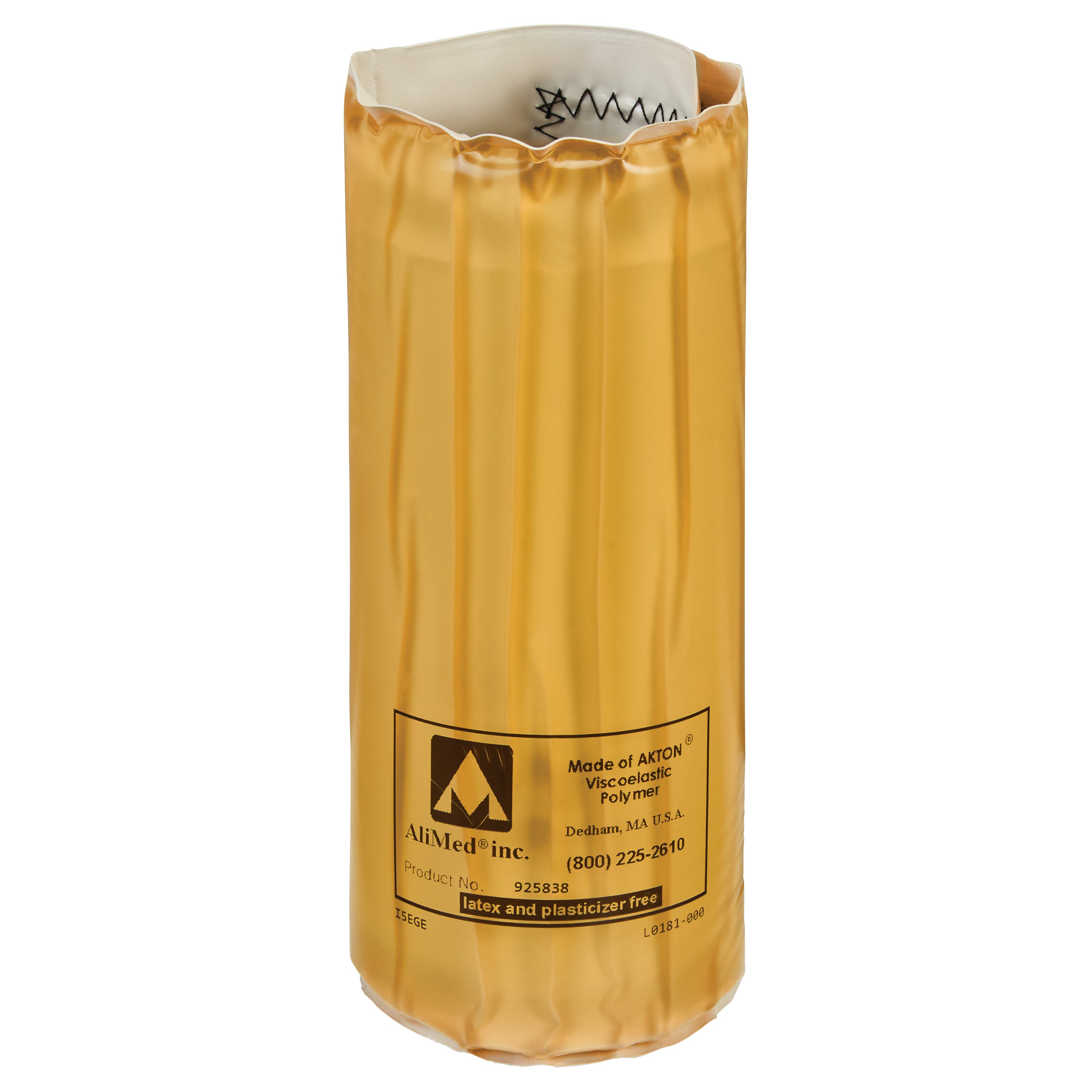 The AliMed AliGel Fracture Table Post Pad is a yellow, cylindrical pad made of viscoelastic polymer, latex and plasticizer free.