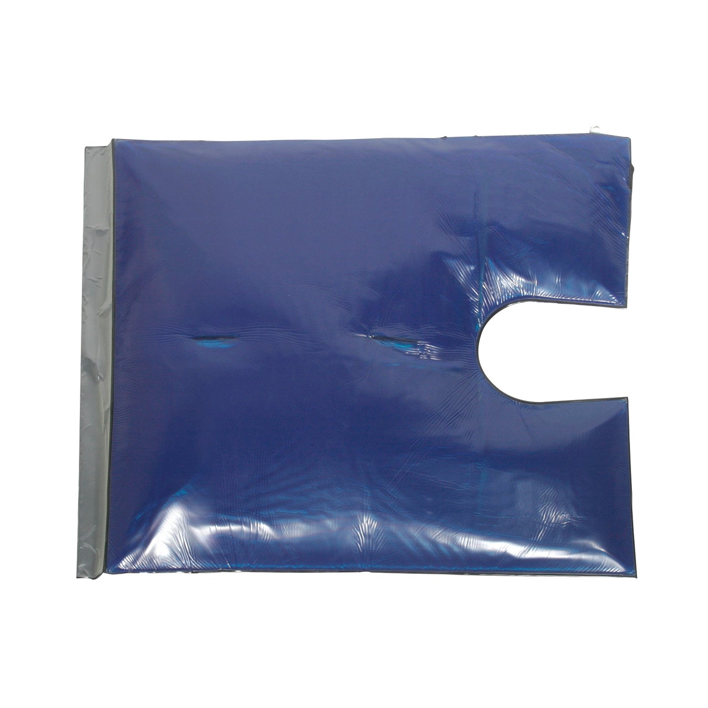 The AliMed Gel Bean Bag Positioner with Cutout is shown in blue with a U-shaped cutout on one side.