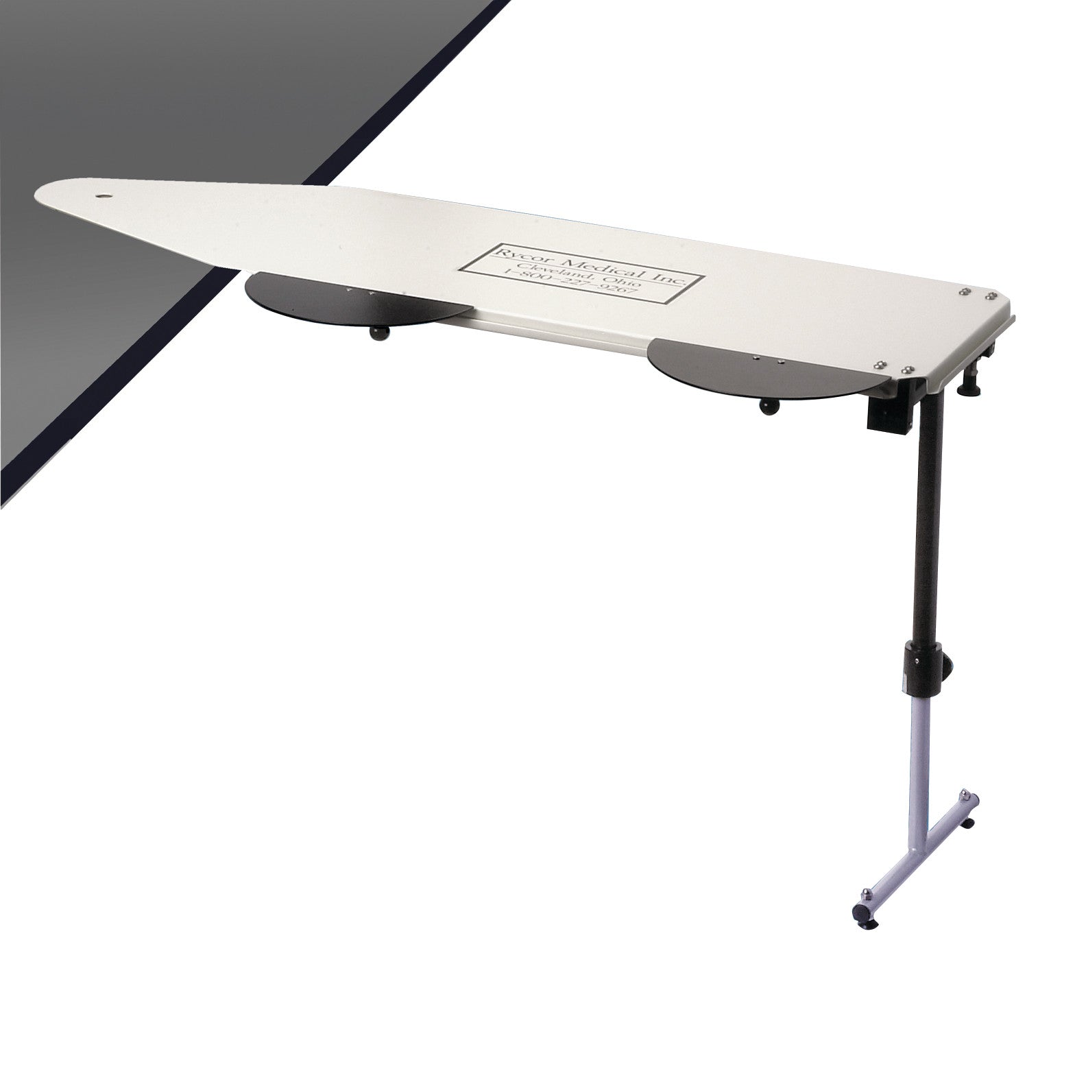 Rycor Specialist Series Carbon Fiber Ultralight Hand Table Model 2100 with Under-Pad Mount featuring a sleek, adjustable design.