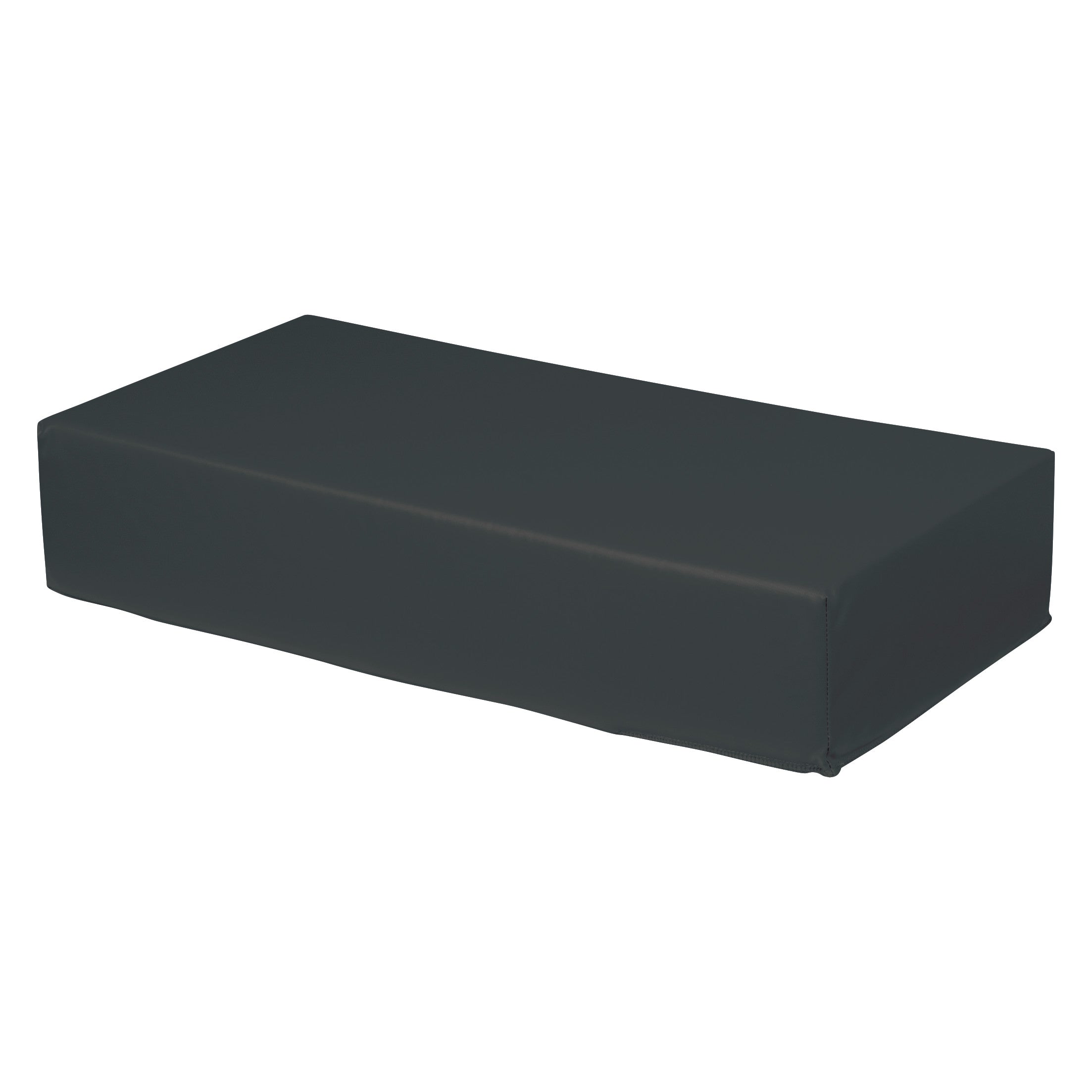 AliMed Vinyl-Covered Large Rectangle Positioner, shown in black, is a block-shaped support cushion with a smooth surface.