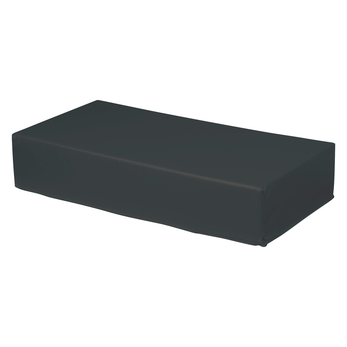 AliMed Vinyl-Covered Large Rectangle Positioner, shown in black, is a block-shaped support cushion with a smooth surface.