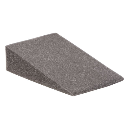 The AliMed Uncovered Polyfoam 20 Degree Small Wedge Positioner is a gray, foam wedge used for positioning and support in medical settings.