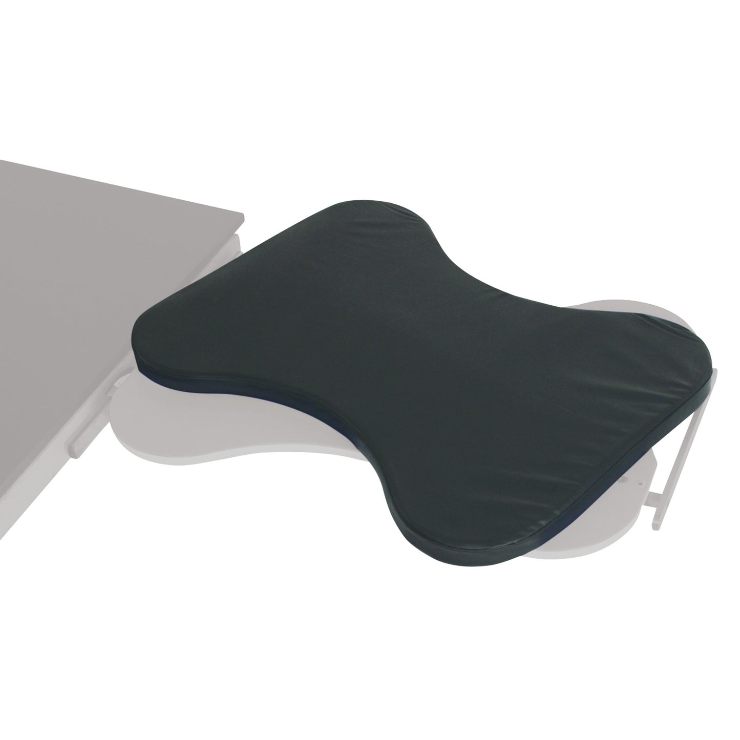 Replacement Pad for AliMed Hourglass Hand Table, featuring a black ergonomic design attached to a medical examination table.