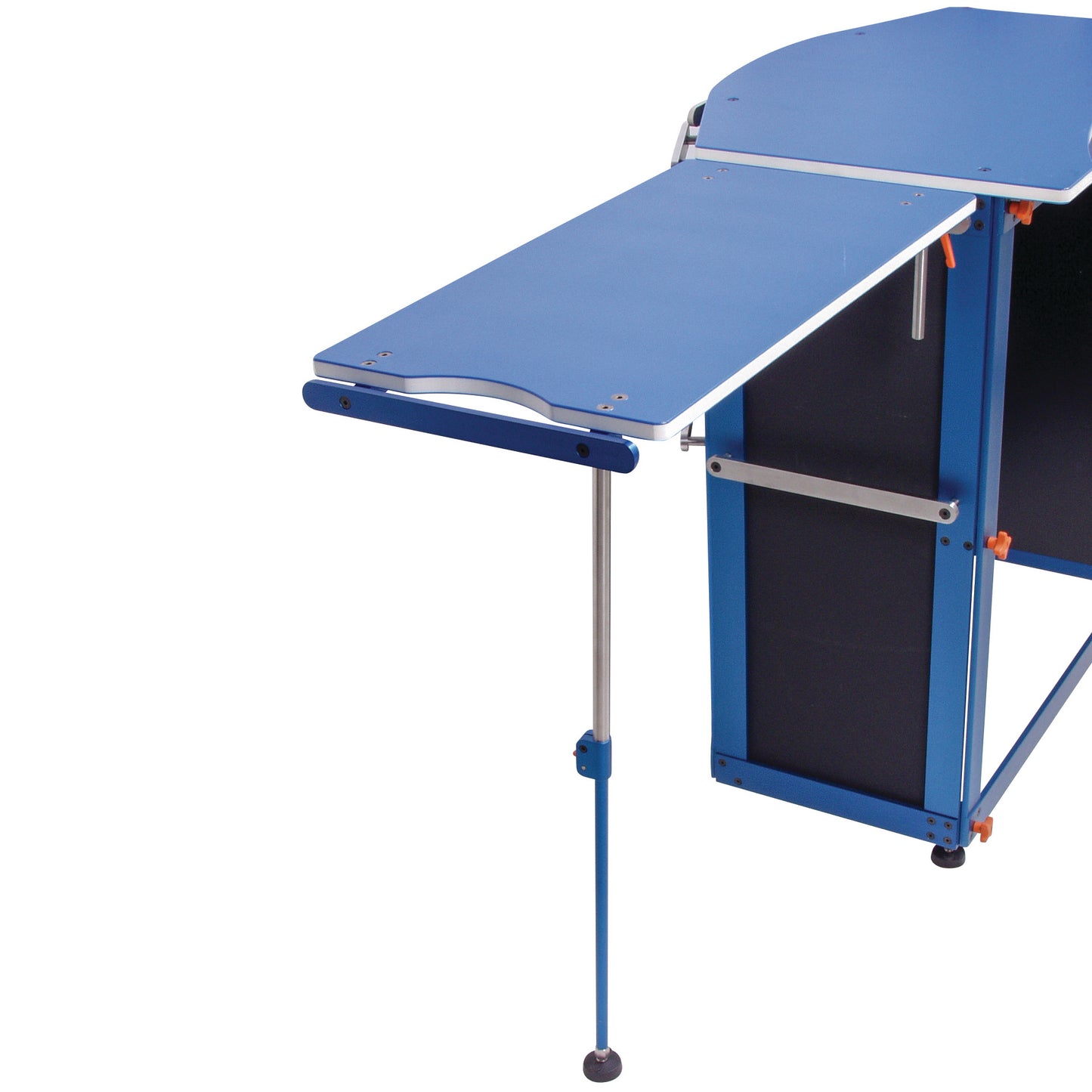 AliMed Minor Procedure Rhino Board Hand Table, a blue medical table with an extended surface supported by metal legs and panels.