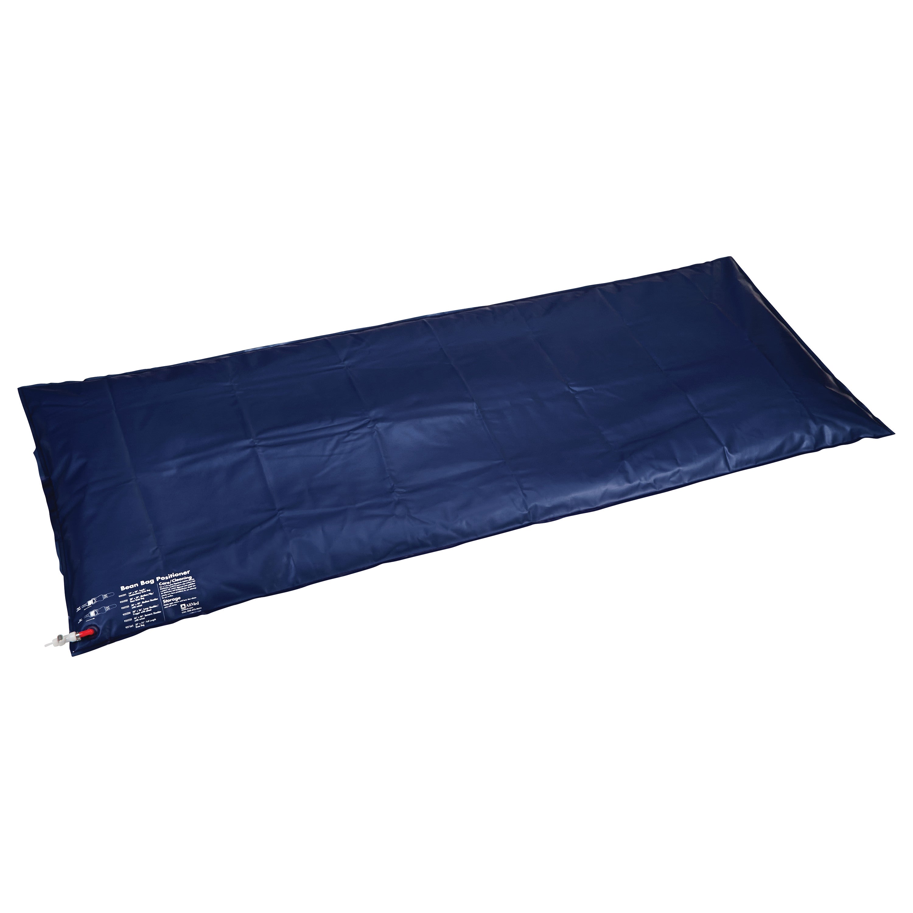 The AliMed Bean Bag Positioner  is a blue medical cushion used for stabilizing and positioning patients during procedures.