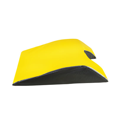 AliMed AliLite Torso Prone Positioner in yellow and black, wedge-shaped for supporting patients in a prone position.