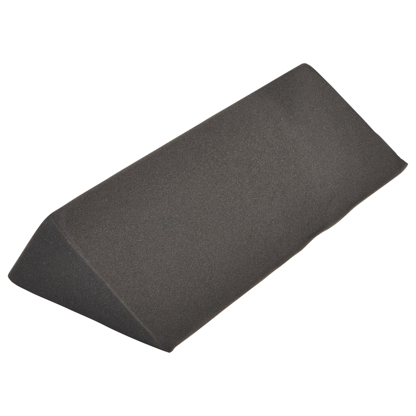 A AliMed Uncovered Polyfoam 35/55 Degree Double Angle Wedge Positioner with a sloped, dark gray foam design for support.