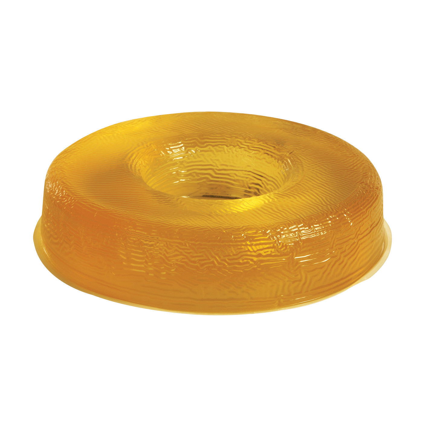 The AliMed AliGel Head Donut is a translucent yellow, round cushion with a central indentation, designed for patient support.