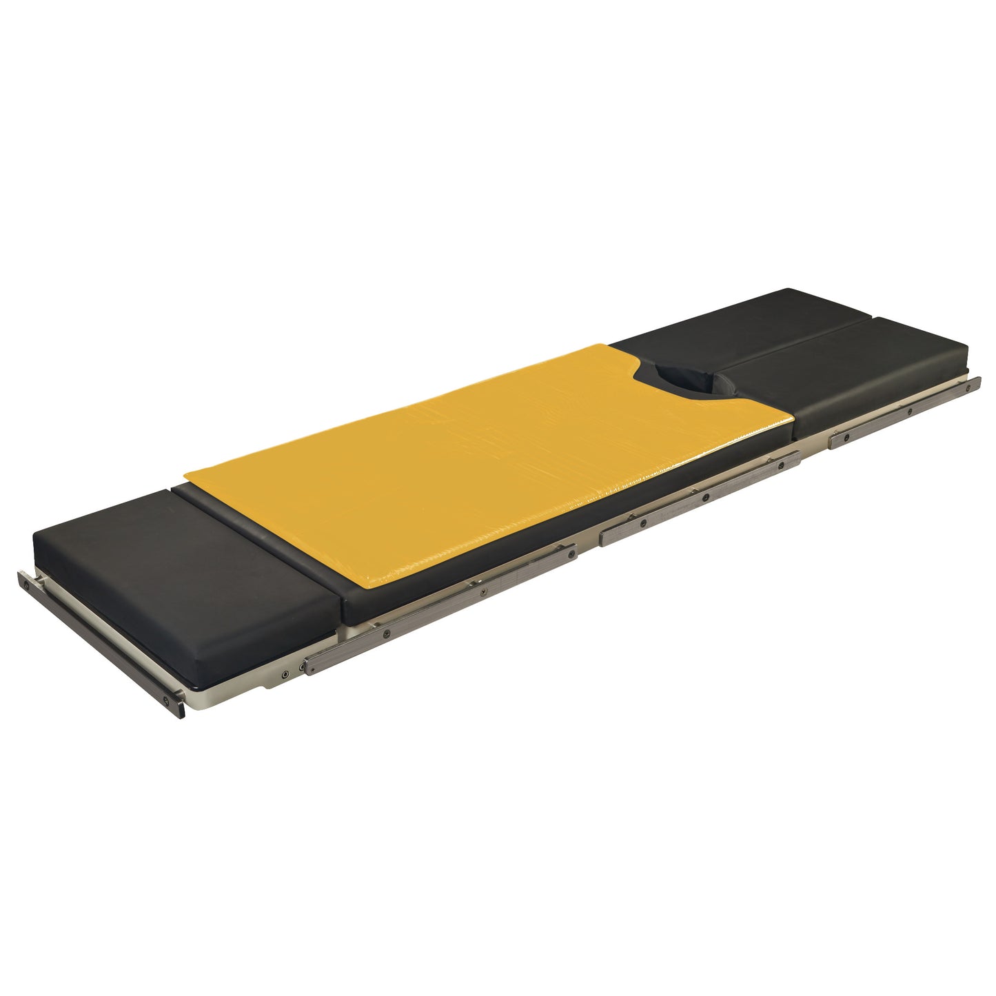 The image displays an Action Torso Section Surface Overlay with Cutout, featuring black and yellow cushions on a flat platform.