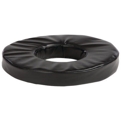 AliMed Conductive Black Vinyl-Covered Head Donut, a circular, cushioned support pad with a central hole, shown in black.