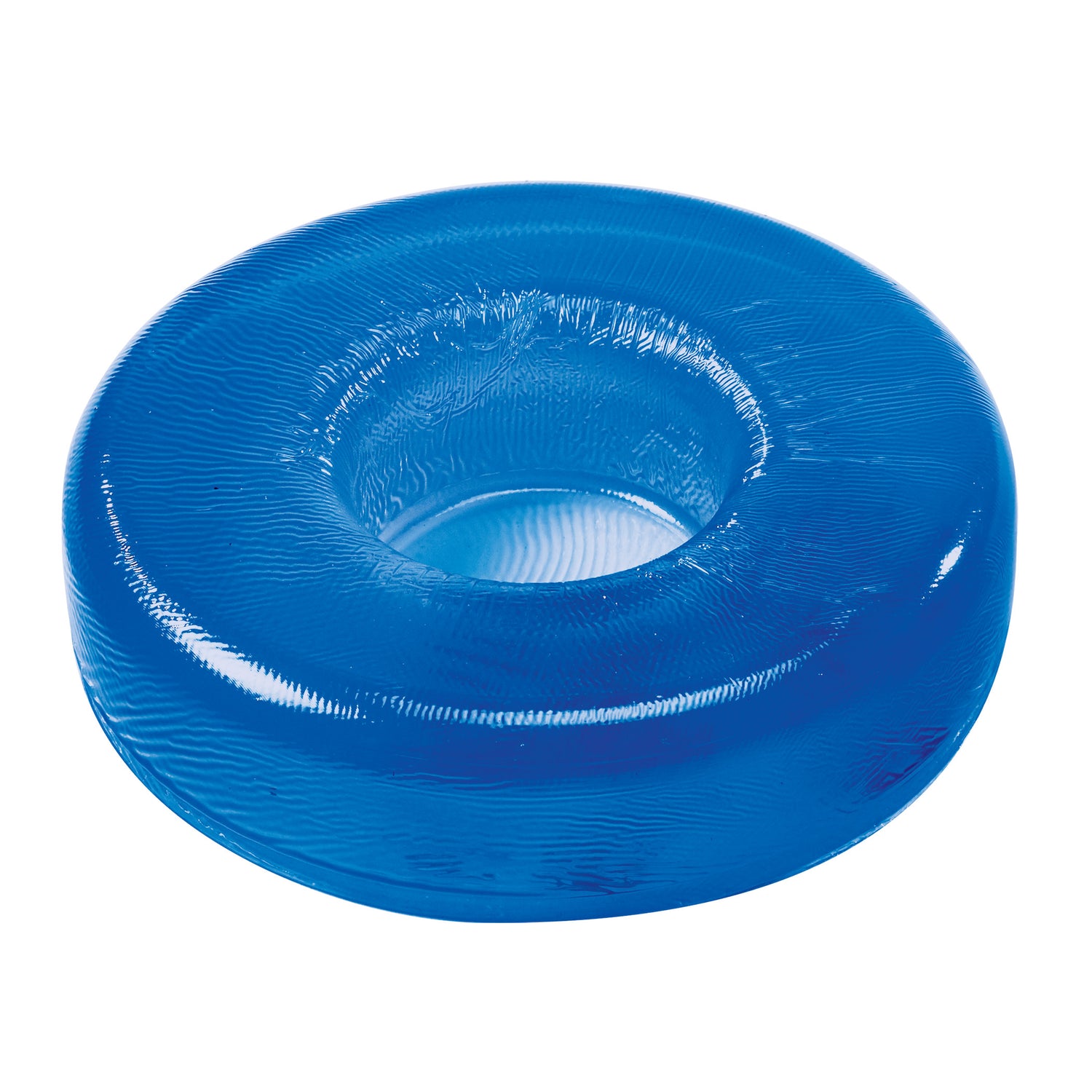 AliMed AliBlue Gel Head Donut, a blue, circular head support cushion with a central hole, often used in medical settings for support.