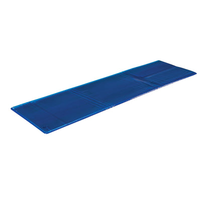 The AliMed AliBlue Gel Surface Overlay is a long, flat, blue gel mat designed for comfort and support on a variety of surfaces.