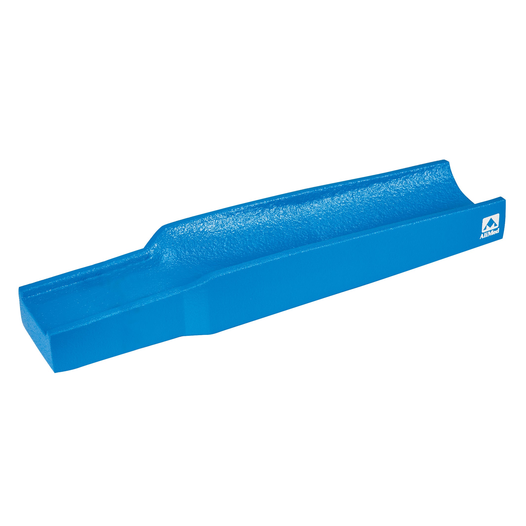The AliMed Dialysis Arm Positioner is a blue molded foam device designed to comfortably position an arm during dialysis.