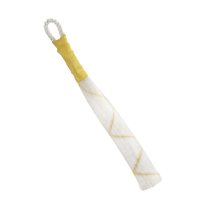 The KYRA Disposable Single Finger Trap is a white and yellow device with a loop at the end, used for medical finger isolation.