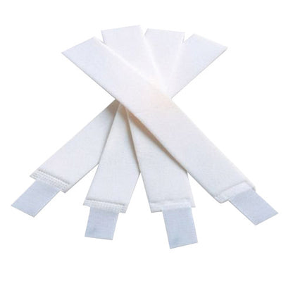 Four Arista Baby Board Straps are displayed, overlapping each other. They are white with stitched ends.