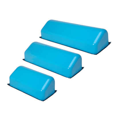 Three AliMed AliBlue Lite Hybrid Gel Contoured Chest Roll products in varying sizes are displayed on a white background.