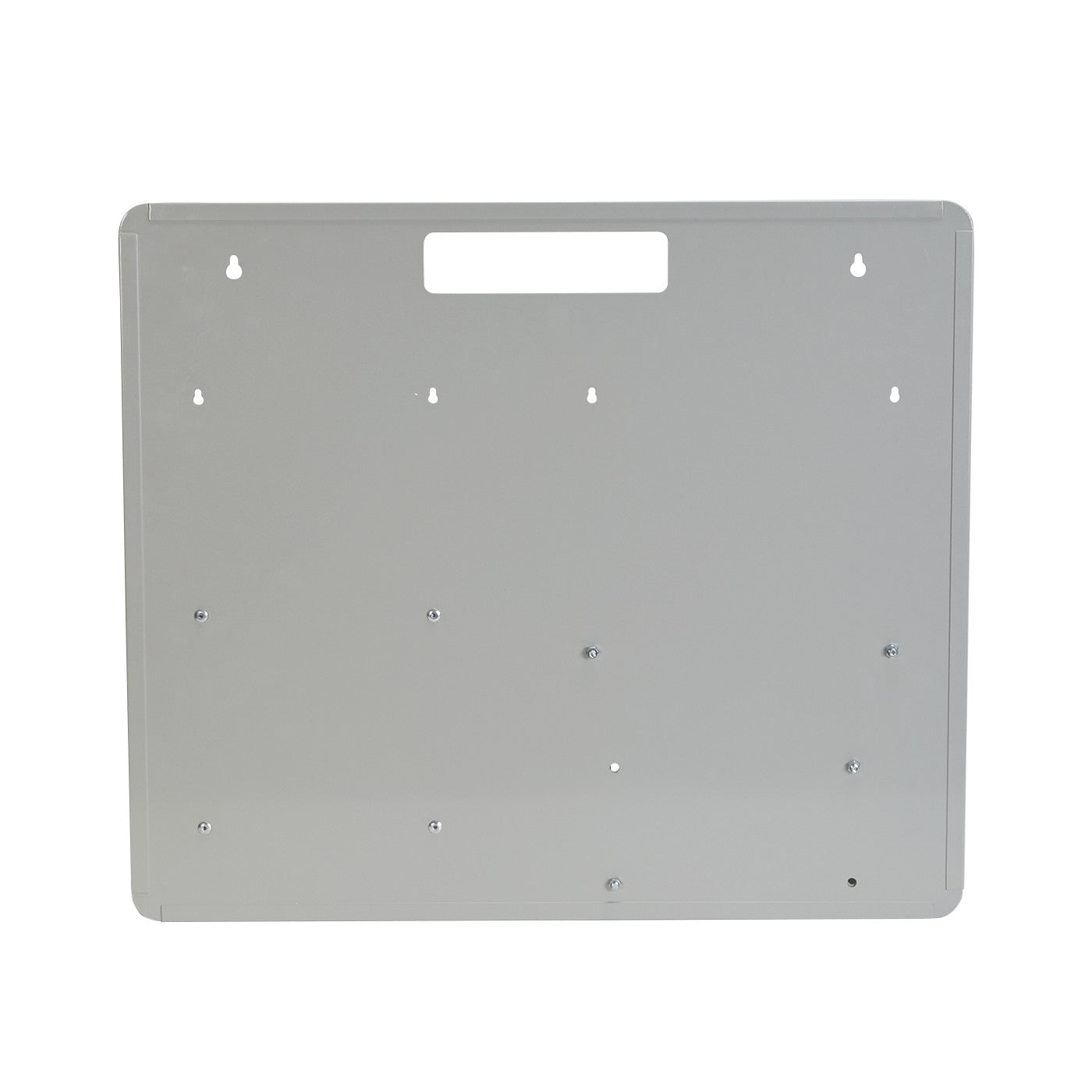 The AliMed Bulk PPE Organizer is a flat metal panel with multiple mounting holes and a cut-out handle at the top.
