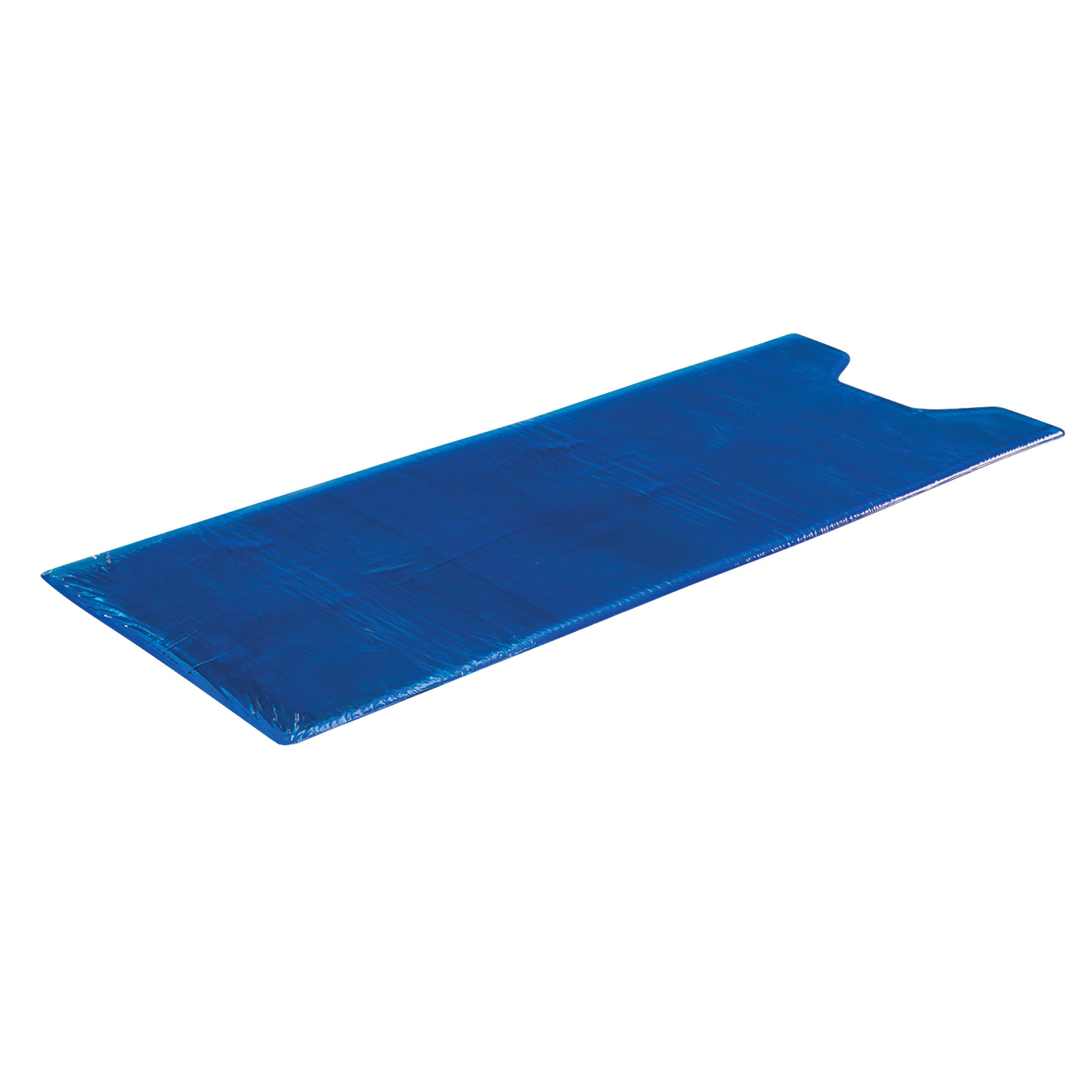 AliMed AliBlue Gel Surface Overlay with Cutout is a flat, rectangular blue mat designed for patient comfort with a U-shaped notch.